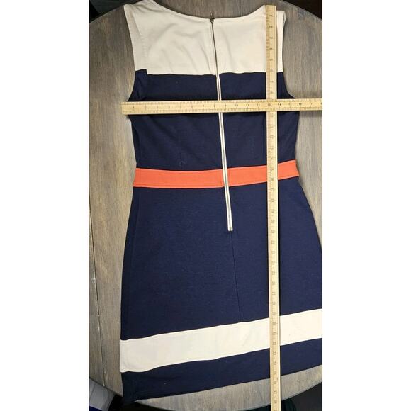 41 Hawthorn A Line Dress Blue White ColorBlock Stretch Lined Zip Womens Medium - Picture 4 of 6